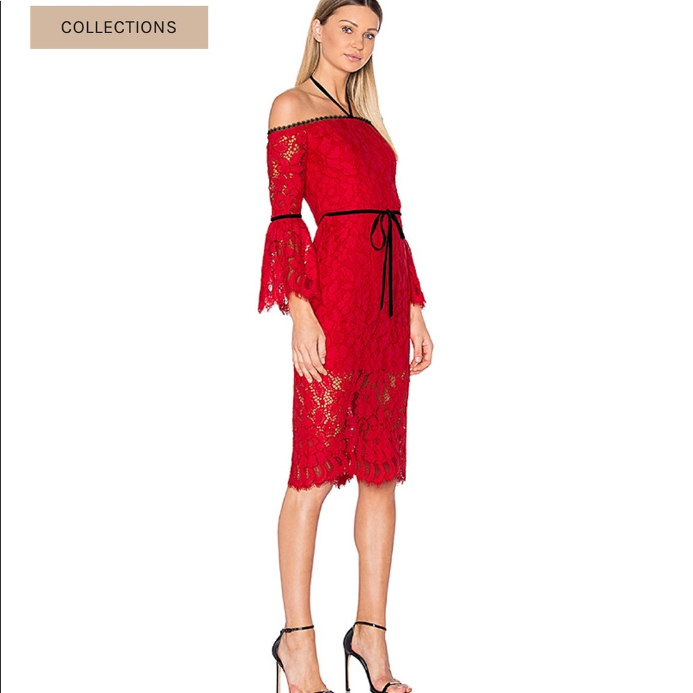 Alexis Odette Red Lace Mini Dress - Picture 3 of 7